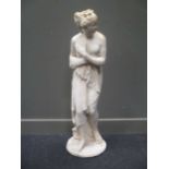 A cast concrete large figure of a classical maiden, 115cms high