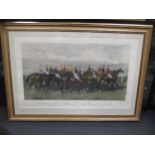A hand coloured engraving after George Veal 'Our Leading Jockeys of the Day', engraved by E.G.