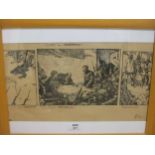 20th century Russian School, studies of Lenin, pen and ink, signed indistinctly and dated 1971, 25.5