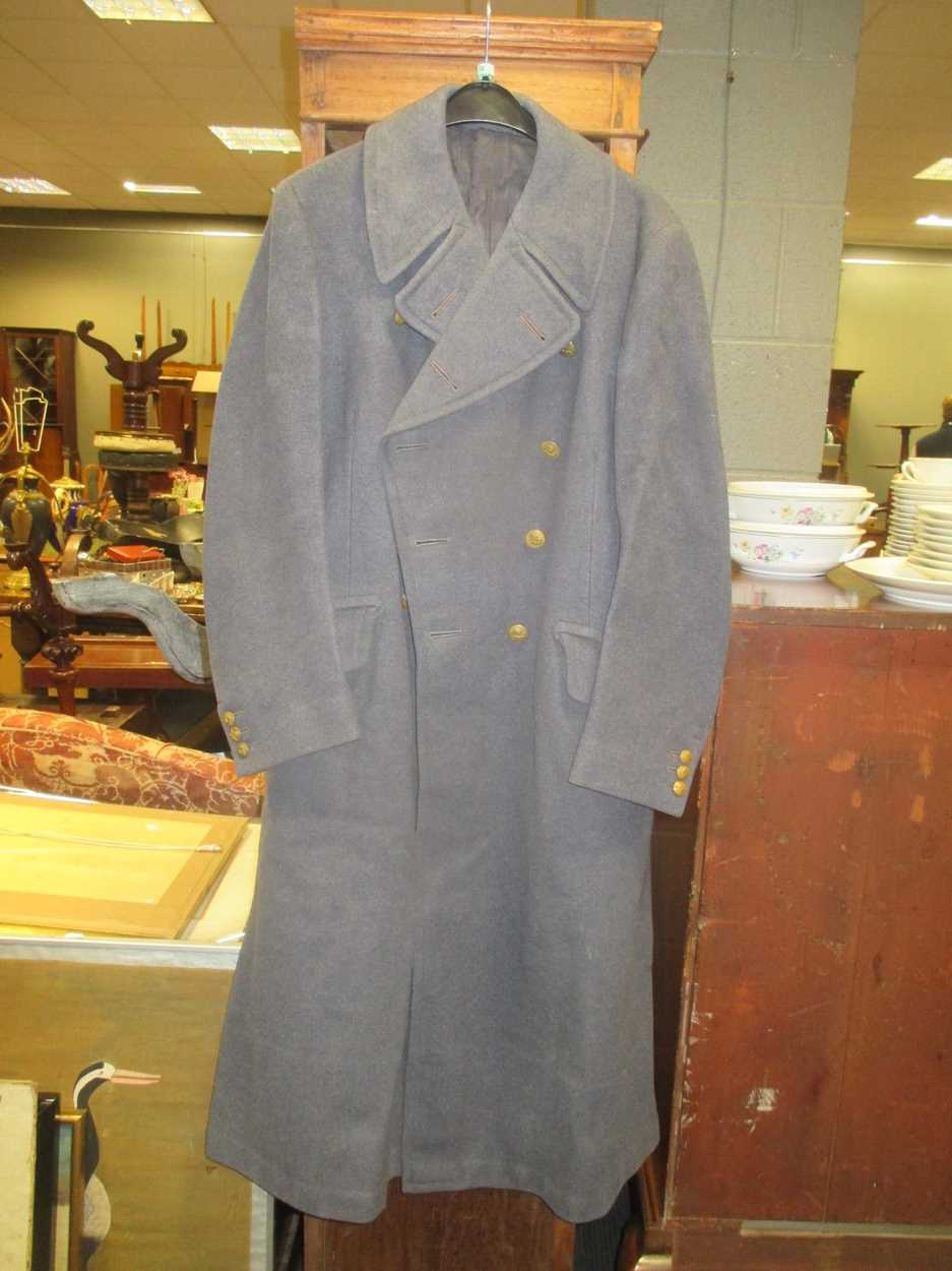 A mid 20th century military great coat, a ladies fur coat, various linen and textiles etc - Image 8 of 12