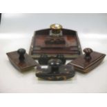 A mahogany desk stand, with blotter