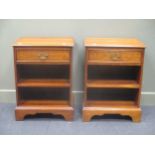 A pair of George III style reproduction yew-wood bedside tables (2)