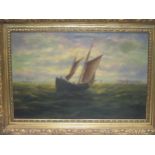 M / H (?) Roberts, Seascape with fishing vessels, signed, oil on canvas, 73 x 108cm