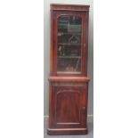 A Victorian mahogany narrow size glazed top bookcase, 222cm high, 75cm wide