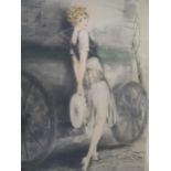 Louis Icart (French 1888-1950) An elegant lady besides a wagon, 1928 signed in pencil (lower