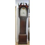 A Scottish 19th century mahogany longcase clock, 8 day duration, the arched painted dial signed 'R