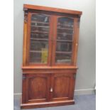 A mahogany glazed top bookcase, 219 x 128x 38cm