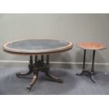 A Victorian octagonal parquetry topped occasional table 65cm high and 62cm wide; together witha