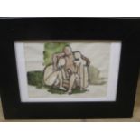 Two wash and watercolour works by Sidney Horne Shepherd, signed 'THS', to include figurative