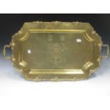 A brass tray, 20th century