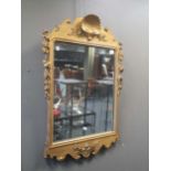 A George III reproduction gilt wall mirror, with scallop cresting, 95 x 61cm