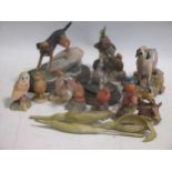 Border fine arts pointer dog 22cm long together with 9 various border society animal and other resin