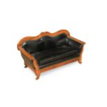 A small scale continental walnut framed sofa, 19th century,