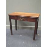 A George III mahogany fold over top tea table, 91cm wide