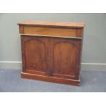 A 19th century mahogany side cabinet with single frieze drawer above two cabinet doors on plinth