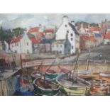 R. Hardie Condie (20th century) Two watercolours of a small harbour with boats and buildings