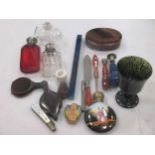 A collection of hardstone objets including a pill box, desk seals, bookmark, cup etc together with