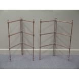 Two pairs of 19th century mahogany two-fold towel rails, 104cm high (2)