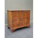 An 18th century and later walnut and banded chest of drawers (restored) 98cm wide