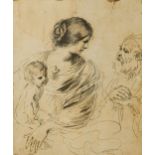 After Giovanni Francesco Barbieri, called il Guercino, The Holy Family, etching, 20 x 17cm. Based on