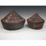 A Southeast Asian polychrome painted circular box and cover and another smaller