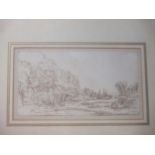 Attributed to Francis Danby ARA (1793-1861) A small harbour, pen and ink, Maas & Co Ltd label verso,