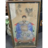 A Chinese male ancestor portrait, 81 x 40cm