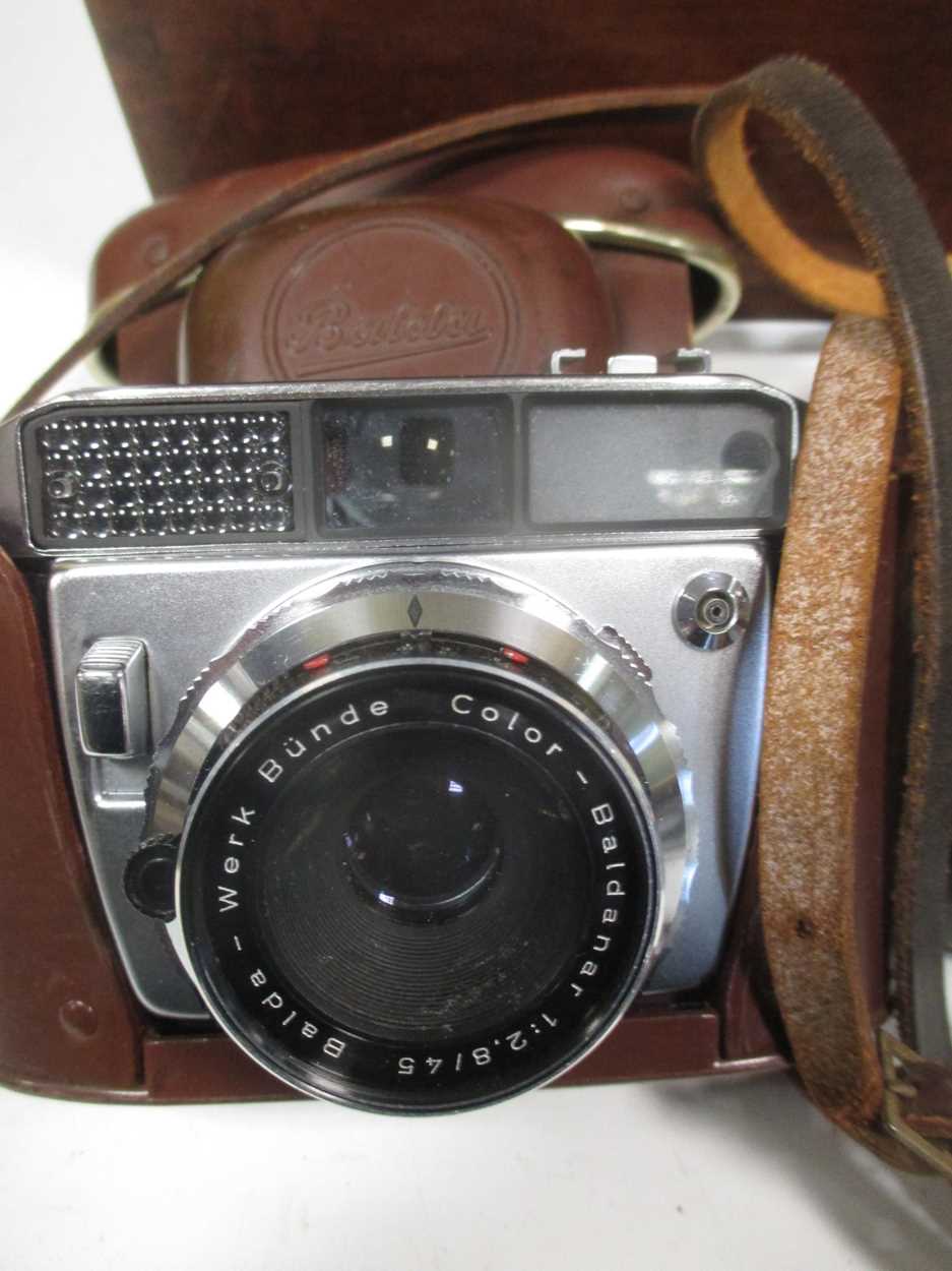 A Charles Baker, London, surveyor's level, no.3822, boxed with tripod and staff; a pair of - Image 3 of 8