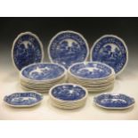 A large Copeland Spode blue and white transfer dinner service