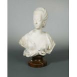 After Augustin Pajou, a marble composite bust of Queen Marie Antoinette, probably inspired by a
