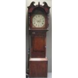 A 19th century loncase clock by James Whytie, Thirsk, the eight day striking movement with painted