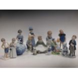 A collection of Royal Copenhagen figures of children and ornaments, sizes vary (14)