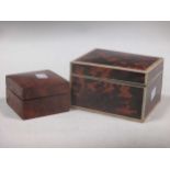 A tortoiseshell box with ivory edge banding, and a small birds eye maple box (2)