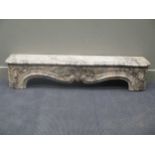 A 19th century varigated marble fireplace top of serpentine outline (side pieces missing) 151cms