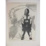 Italian School (20th century) Standing male nude signed and inscribed 'Horeuf 2. VI. 1977' (lower