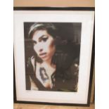 Pete O'Neil, limited edition giclee print of Amy Winehouse, set against a background of lyrics to '