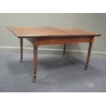 A late Victorian mahogany rectangular side table and a folding leg work table with Ministry stamp (