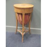 A satin birch needlework table, 73 x 40cm