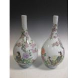 A Decorative Pair of Chinese porcelain pheasant and peony bottle vases modern