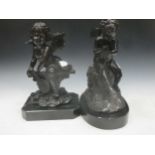 Two bronze cherubs, both approx 32cm high