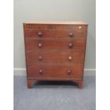 A Victorian mahogany chest of drawers, with cross banded top and drawers 116 x 101cm