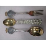 A Michelsen Danish metalware and enamel spoon,