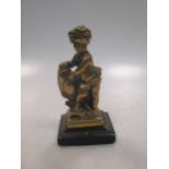 Henri Picard, Paris, small gilt bronze putti, on stepped base, 9.5cm