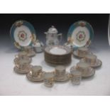 A Herend coffee pot and two sugar bowls and covers; a part Limoge coffee service, six porcelain
