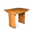 An Art Deco birdseye-maple draw-leaf dining table,