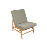 Lucian Ecolani for Ercol, a model 427 beech framed lounge chair and stool,