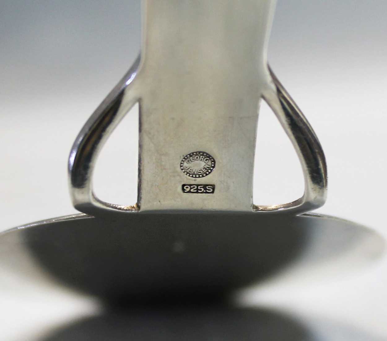 Harald Nielsen for Georg Jensen, a Danish metalwares pyramid pattern cake slice and fork, - Image 2 of 11