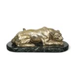 After Henri Payen, an Art Deco silvered bronze model of a lioness,