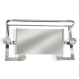 A mid-century polished chrome 'Pullman' style coat/luggage rack with mirror,