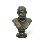 An Austrian cold painted terracotta bust of an Arab man,